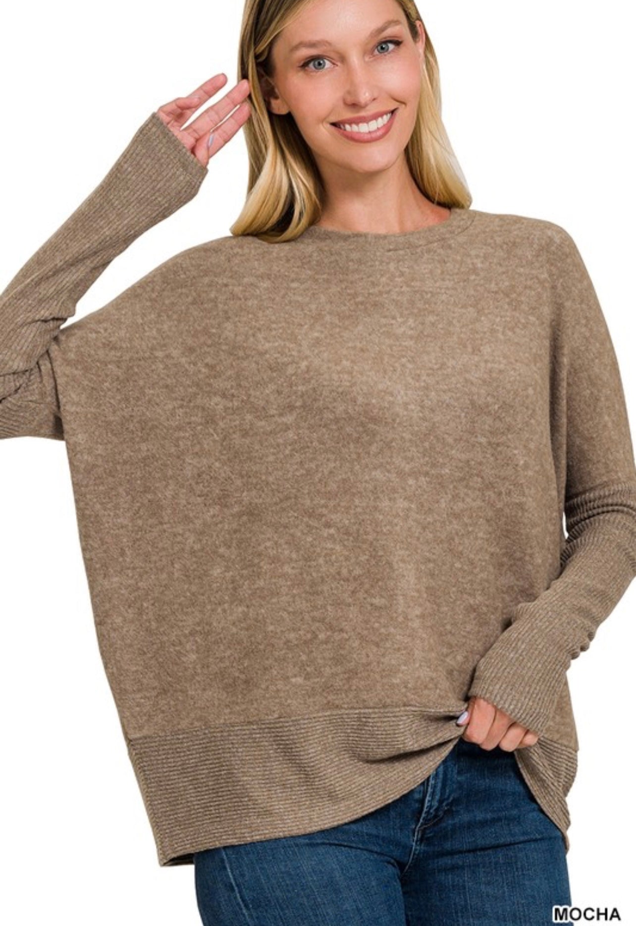 dolman sleeve sweater|mocha