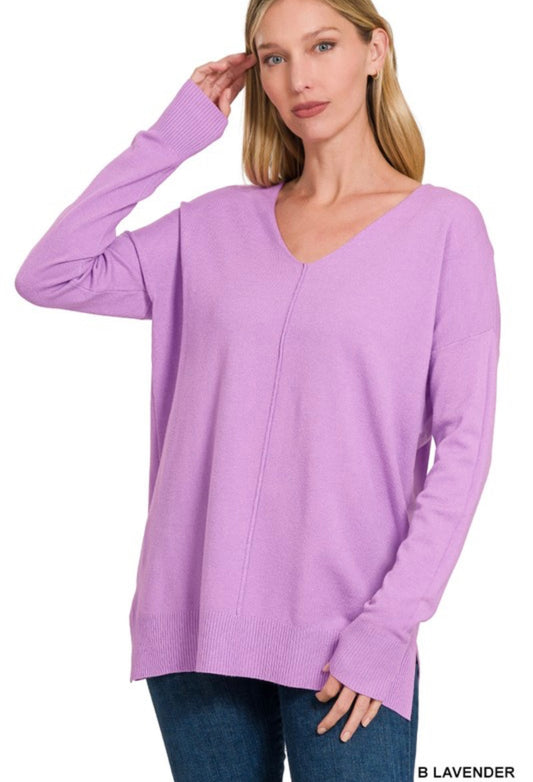 front seam sweater|lavender