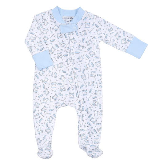 putting around footie sleeper|blue