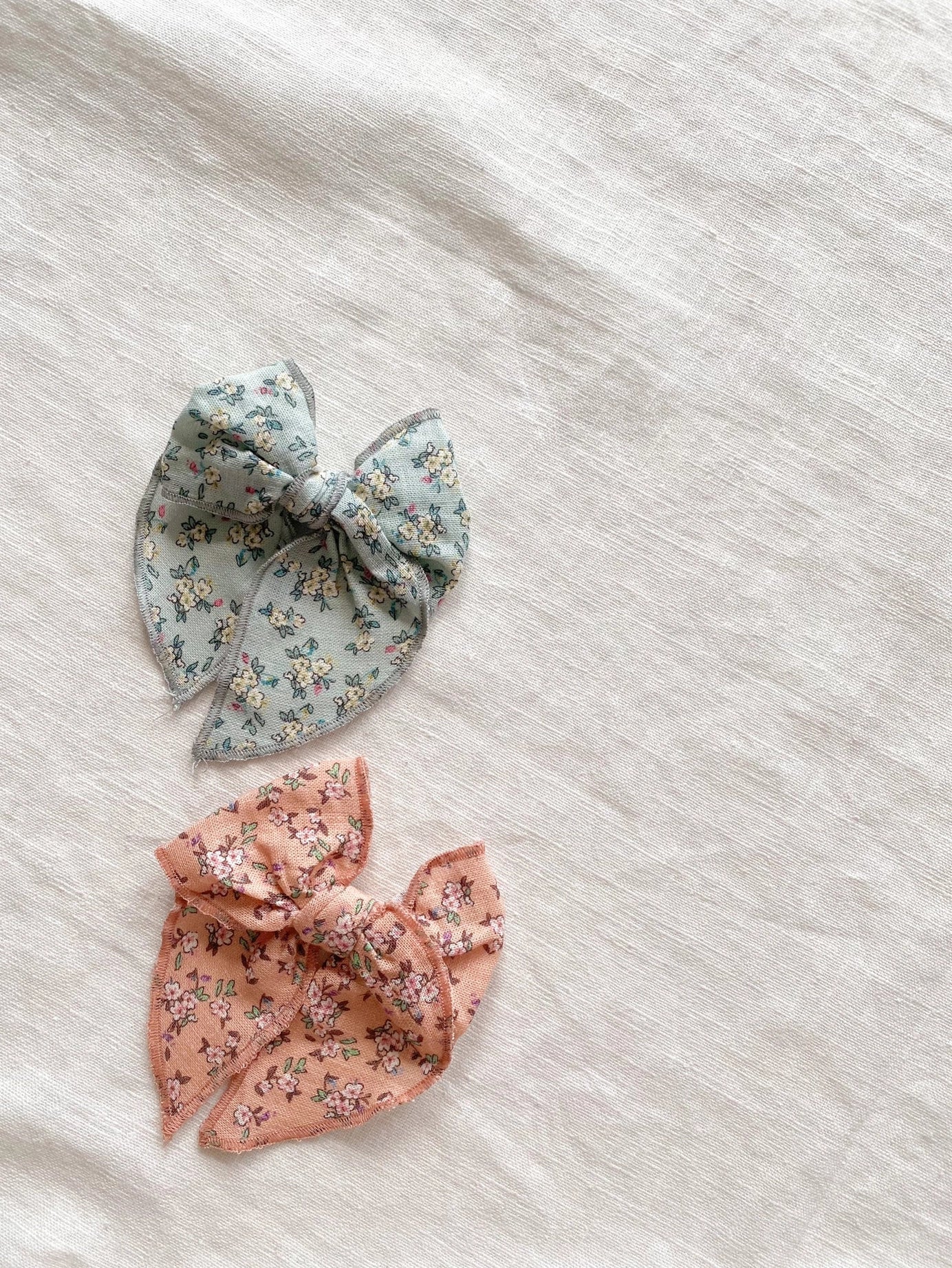 bow hair clip|floral linen