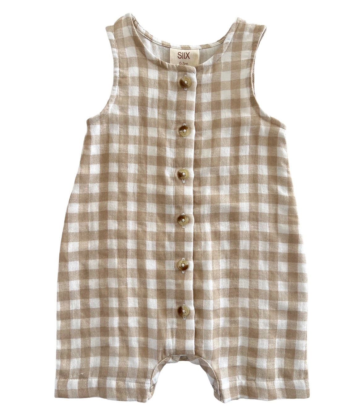 organic bay shortie|khaki gingham