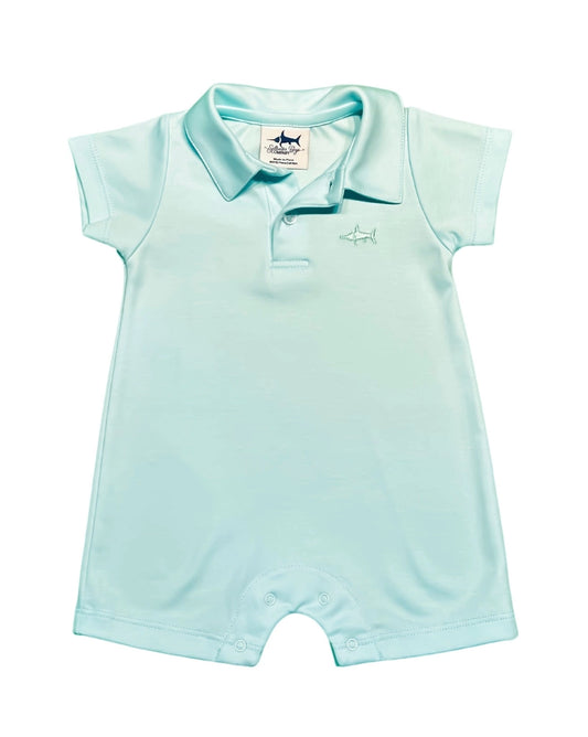 polo romper|aqua