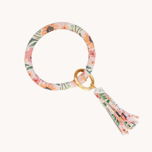 wristlet circle keychain|sunny poppies floral