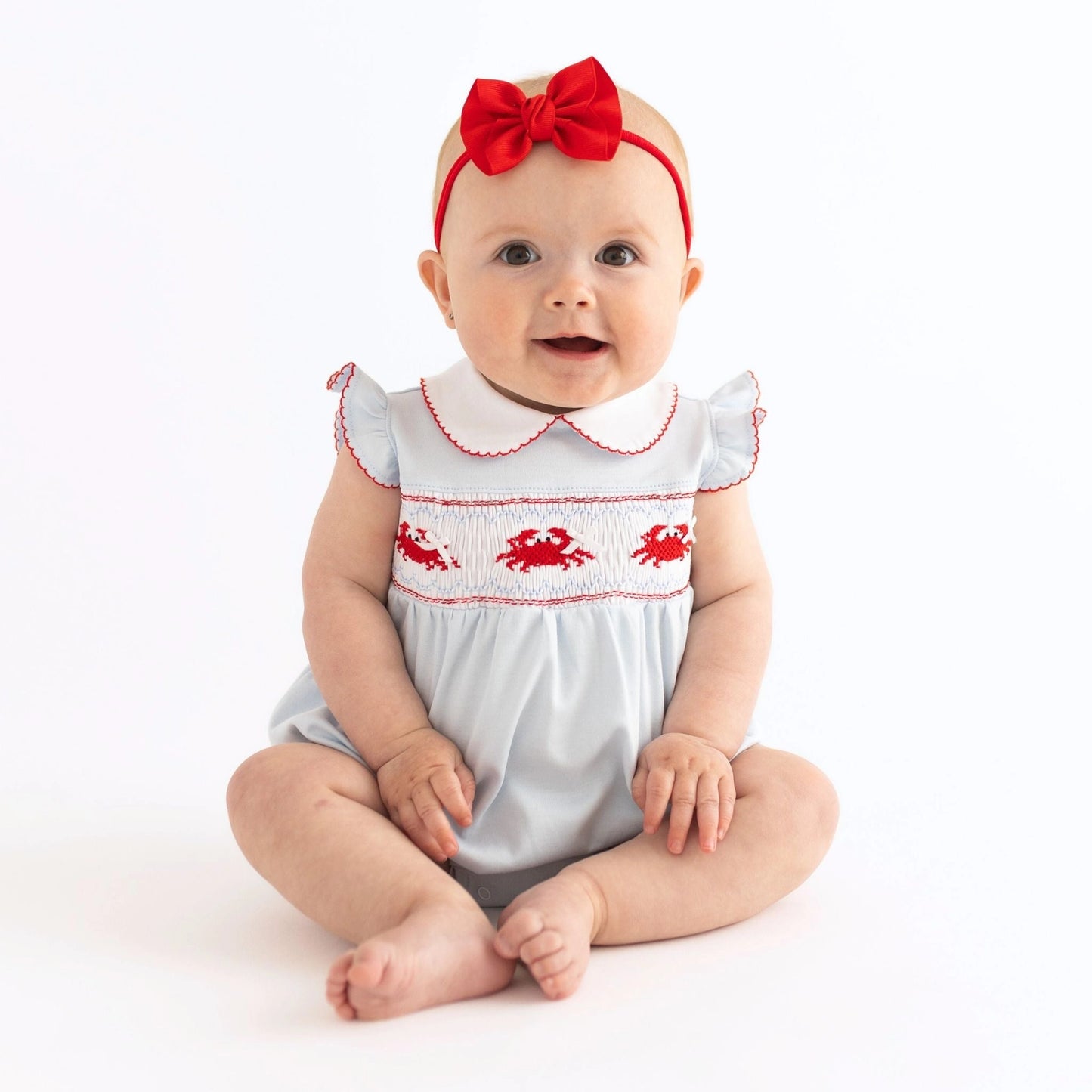 crab classic smocked flutter bubble|blue