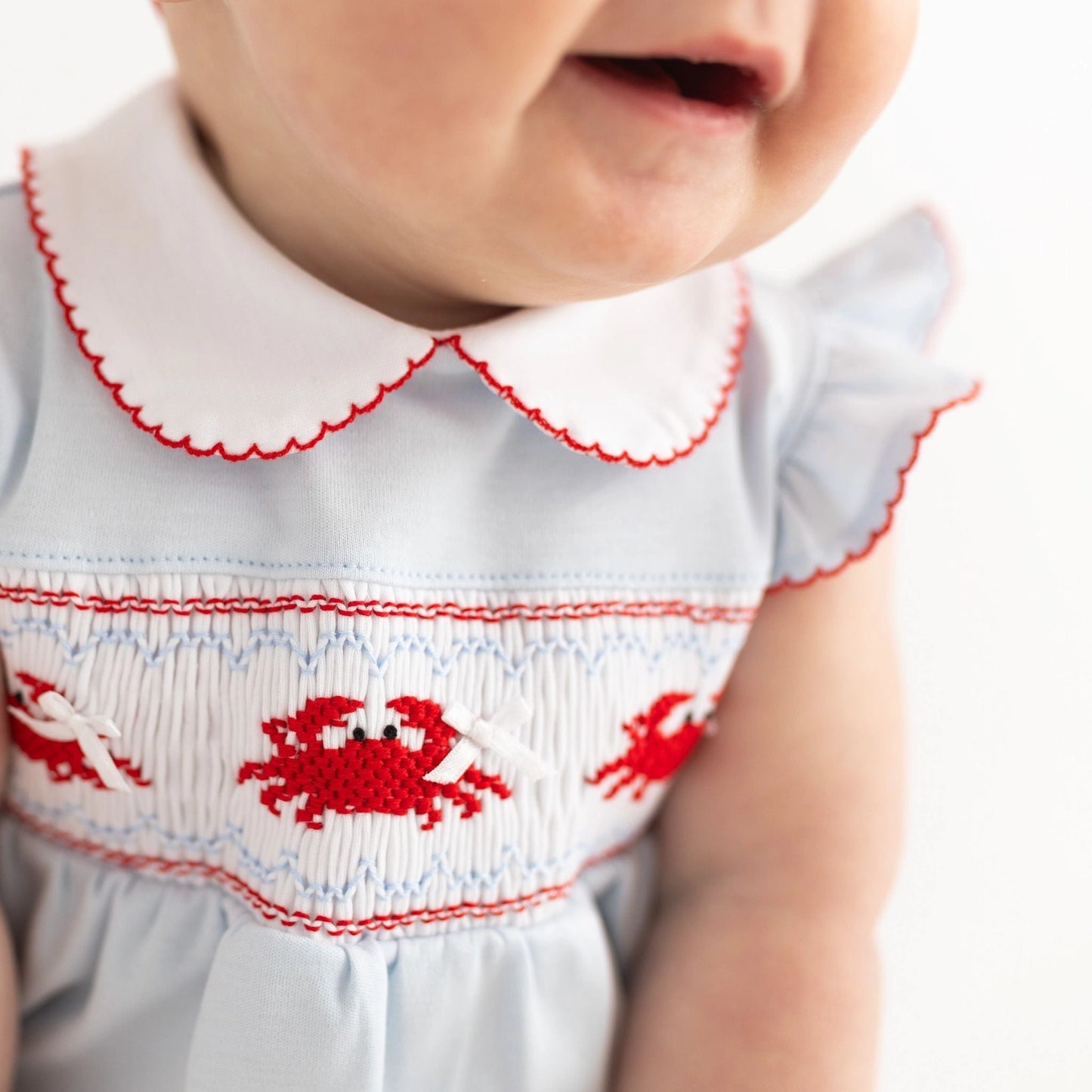 crab classic smocked flutter bubble|blue