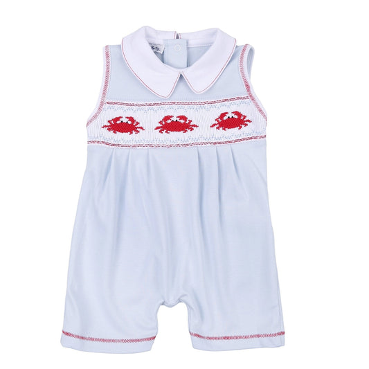 crab classic smocked playsuit|blue