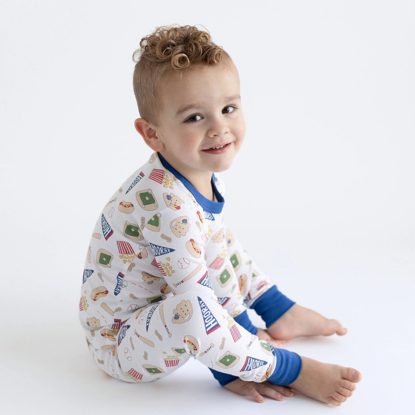 hurray for baseball long pajamas|blue