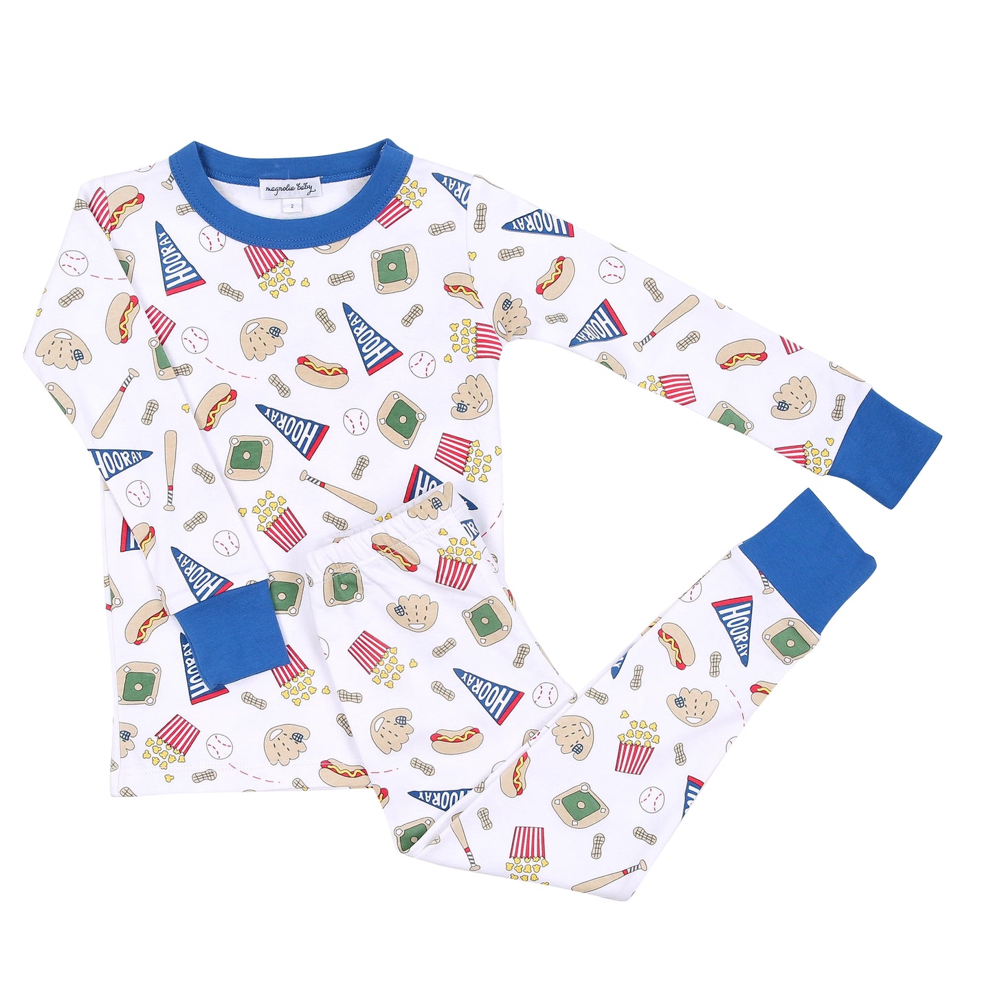 hurray for baseball long pajamas|blue