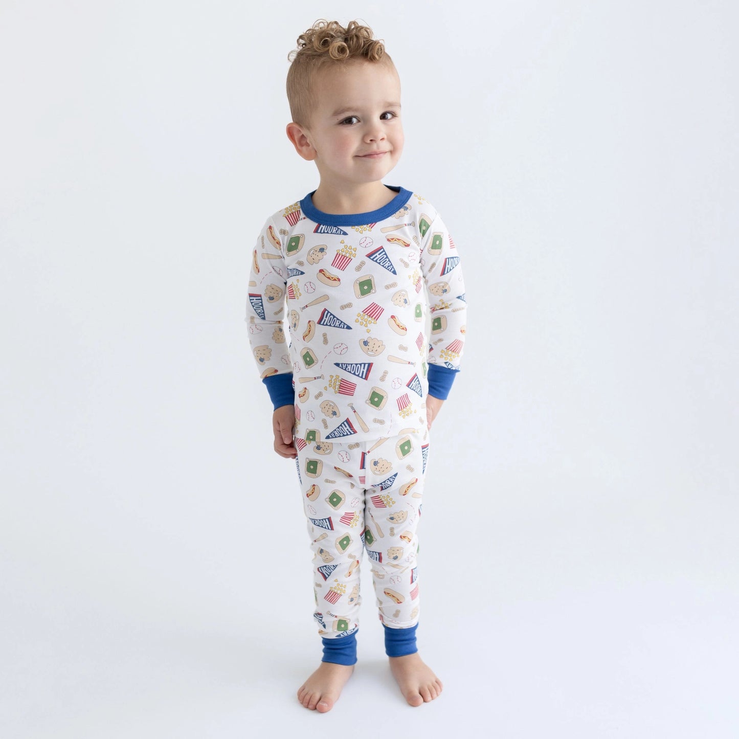 hurray for baseball long pajamas|blue