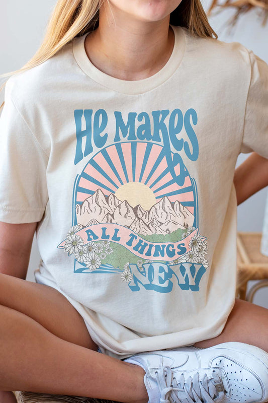 he makes all things new T-shirt|mauve