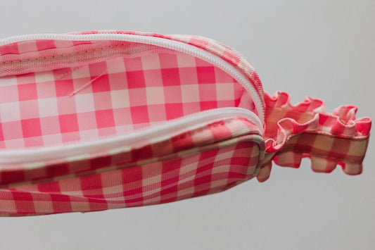 pencil case|pink gingham