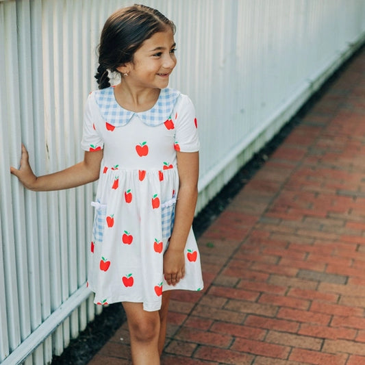 apple twirl dress|red