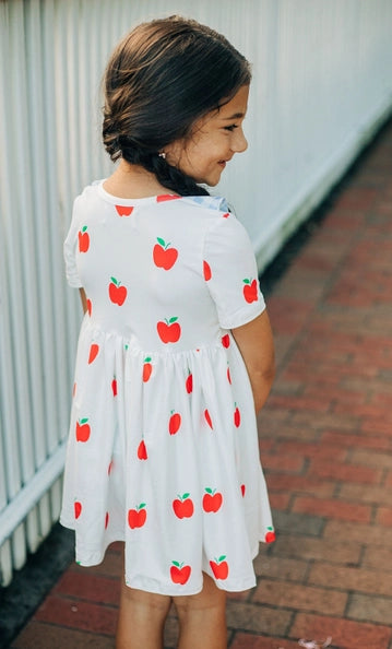 apple twirl dress|red